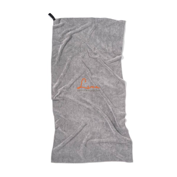 Obrázky: Šedý športový uterák VINGA z GRS RPET 140x70cm, Obrázok 5