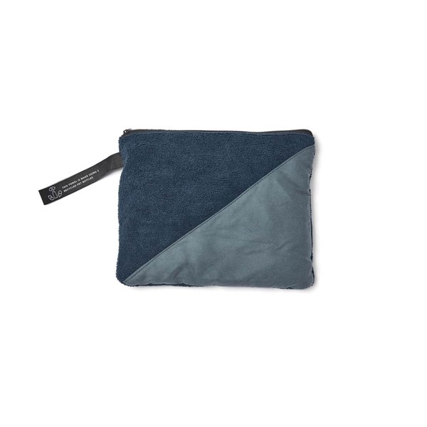Obrázky: Modrý športový uterák VINGA z GRS RPET 40x80cm, Obrázok 2