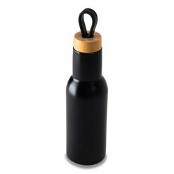 Zobrazit detaily pro Čierna termoska 400ml, nerez oceľ, drevený uzáver Obrázky: Čierna termoska 400ml, nerez oceľ, drevený uzáver