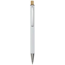 Obrázky: Biele guličkové pero, recykl. hliník, čierna náplň