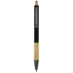 Obrázky: Čierne  guličkové pero - recykl. hliník/bambus, MN
