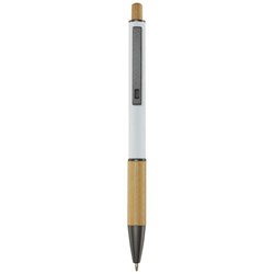Obrázky: Biele guličkové pero - recykl. hliník/bambus, ČN