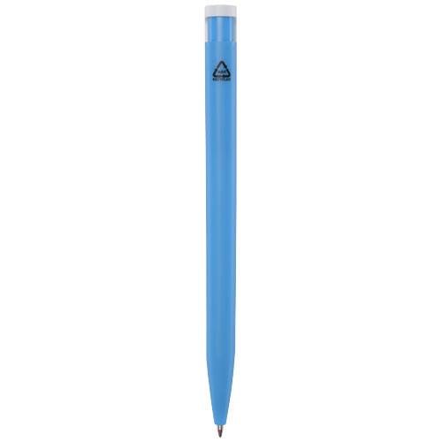 Obrázky: Sv.modré guličkové pero, biely klip, rec. plast,MN, Obrázok 2