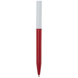 Obrázky: Červené guličkové pero, biely klip, rec. plast, ČN