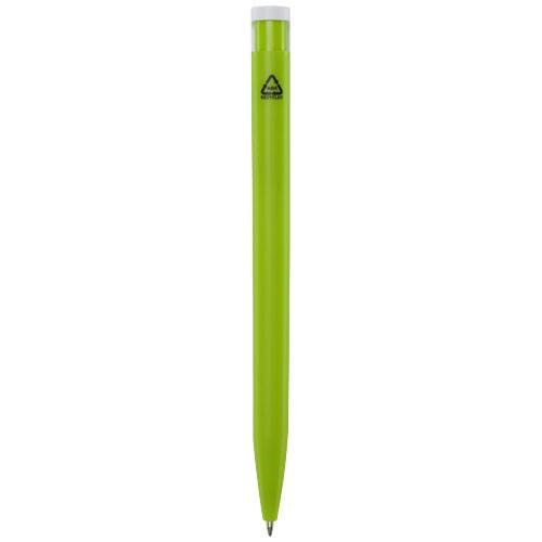 Obrázky: Limetkové guličkové pero,biely klip,rec. plast, ČN, Obrázok 2