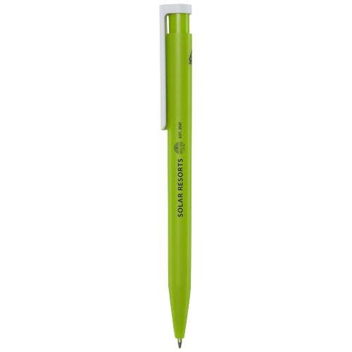Obrázky: Limetkové guličkové pero,biely klip,rec. plast, ČN, Obrázok 4