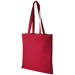 Obrázky: Červená 100g Nákupná taška z bavlny, certif. GOTS
