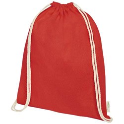 Obrázky: Šnúrkový ruksak 140g-cert.GOTS bavlna, červená