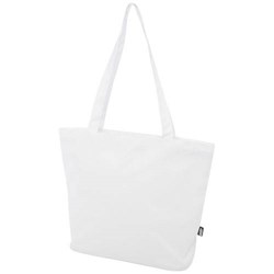Obrázky: Biela vodoodpud. rec. nákupná taška so zipsom
