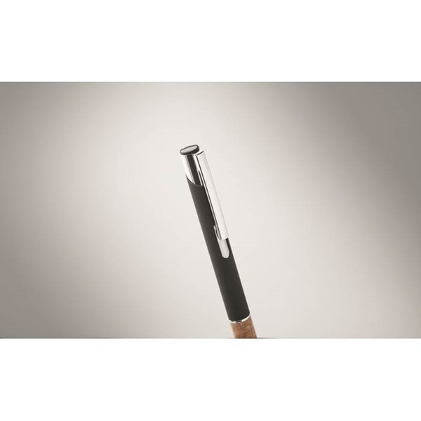 Obrázky: Hliníkové pero s korkovým úchopom, čierna, MN, Obrázok 2