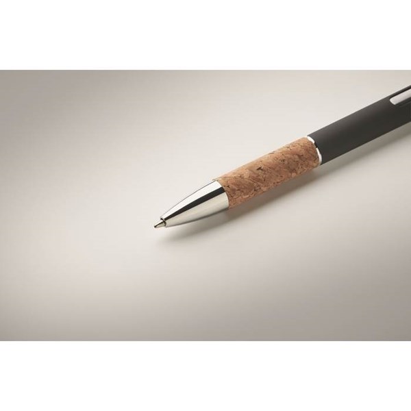 Obrázky: Hliníkové pero s korkovým úchopom, čierna, MN, Obrázok 3