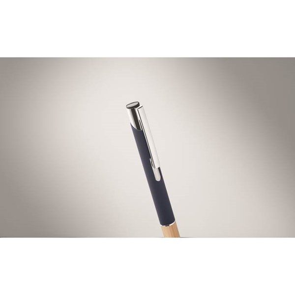 Obrázky: Hliníkové pero s bambusovým úchopom, modrá, MN, Obrázok 2