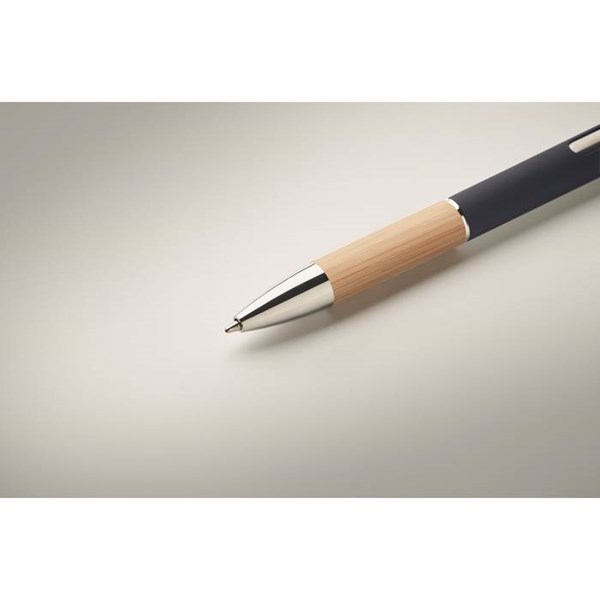 Obrázky: Hliníkové pero s bambusovým úchopom, modrá, MN, Obrázok 3
