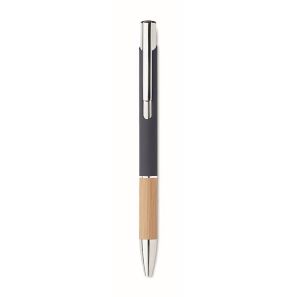 Obrázky: Hliníkové pero s bambusovým úchopom, modrá, MN, Obrázok 4
