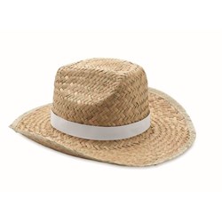 Obrázky: Prírodný slamený klobúk s bielou PE stuhou
