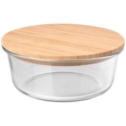 Zobrazit detaily pro Sklenená šalátová misa 750ml, bambus. veko Obrázky: Sklenená šalátová misa 750ml, bambus. veko