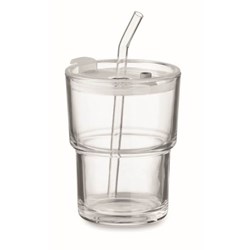 Zobrazit detaily pro Pohár 400 ml s viečkom a sklenenou slamkou Obrázky: Pohár 400 ml s viečkom a sklenenou slamkou