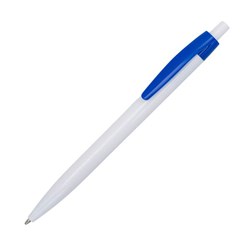 Zobrazit detaily pro Biele plast. gul.  pero s modr.náplňou, modrý klip Obrázky: Biele plast. gul.  pero s modr.náplňou, modrý klip