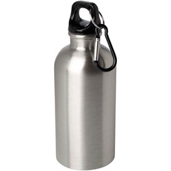 Zobrazit detaily pro Nerezová  fľaša 400ml s karabínou, strieborná Obrázky: Nerezová  fľaša 400ml s karabínou, strieborná