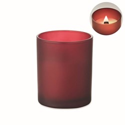 Zobrazit detaily pro Sklenená sviečka z rastlinného vosku 80g, vínová Obrázky: Sklenená sviečka z rastlinného vosku 80g, vínová