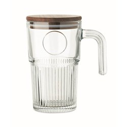 Zobrazit detaily pro Veľký sklenený hrnček s akáciovým viečkomm 450 ml Obrázky: Veľký sklenený hrnček s akáciovým viečkomm 450 ml